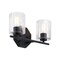 Designers Fountain Haven 16 in. 2-Light Matte Black Vanity Light with Clear Rippled Glass Shades for Bathrooms D309M-2B-MB - alternate 2